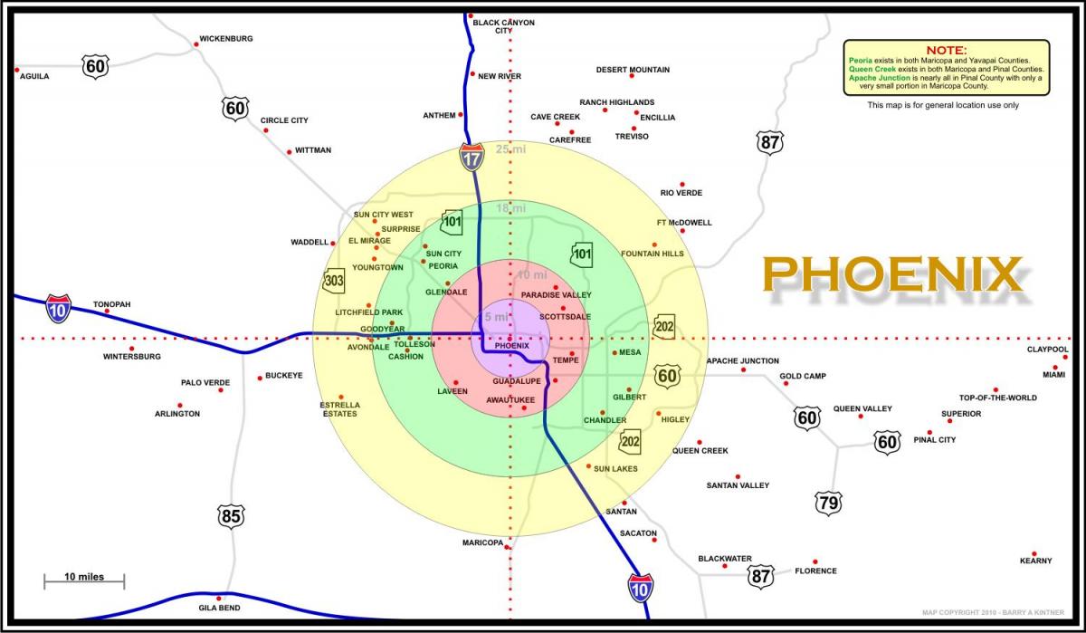 kaart van de Phoenix-gebied