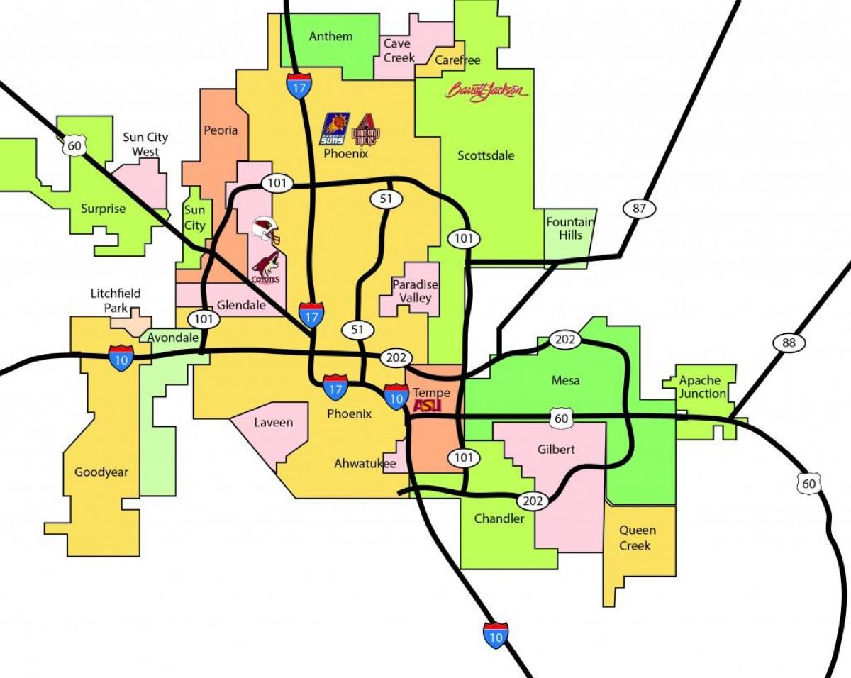 Phoenix metro kaart omgeving