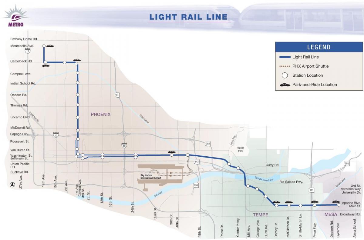 Phoenix light rail kaart 2016