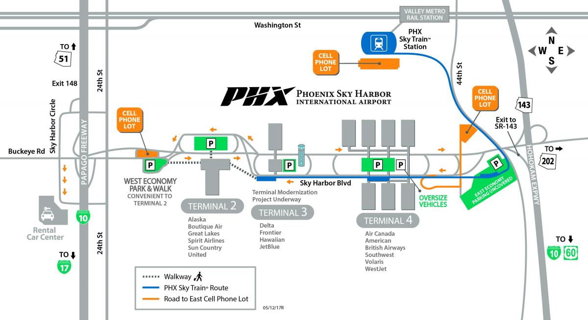 Phoenix international airport kaart