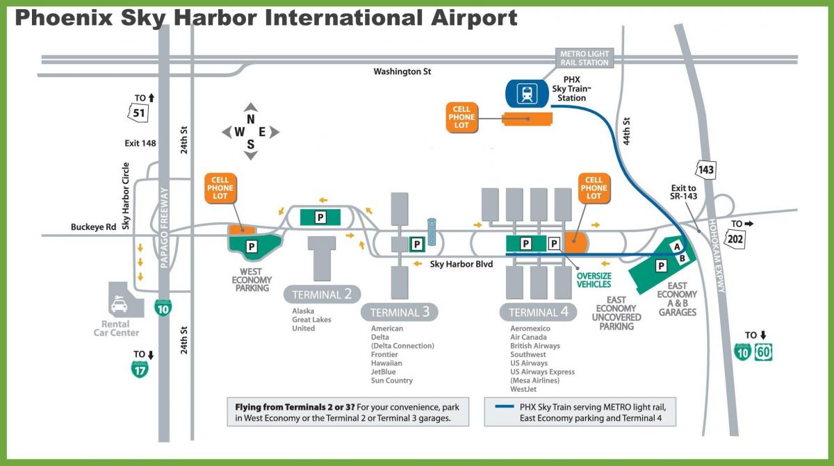 Phoenix airport gate kaart