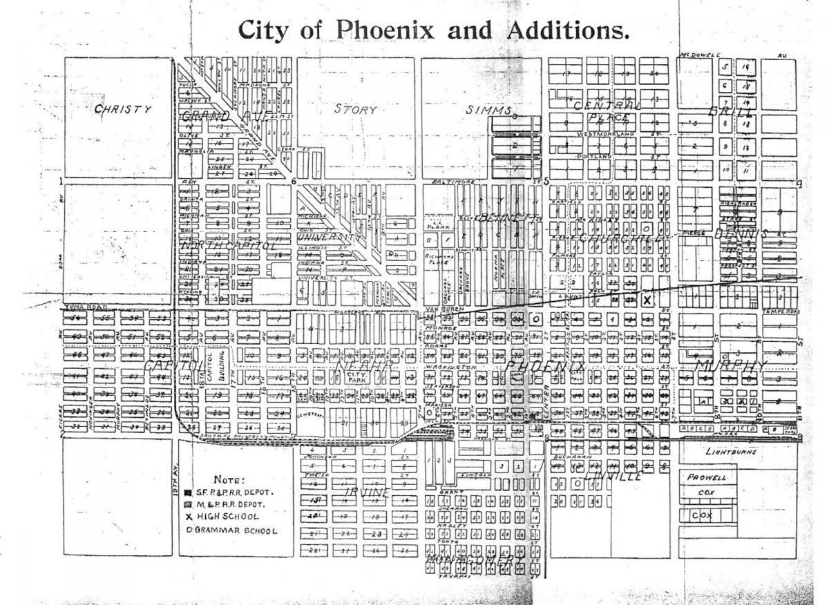 kaart van de metro in Phoenix
