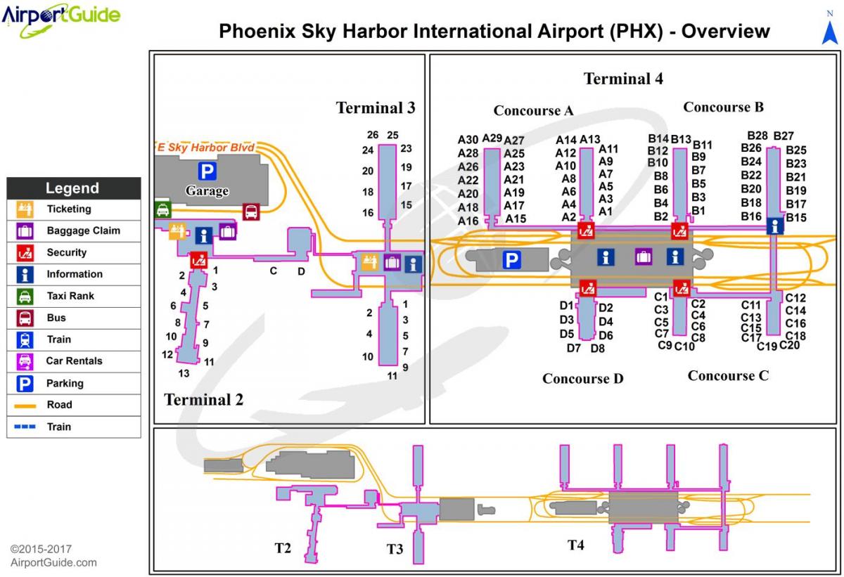 kaart van Phoenix sky harbor airport